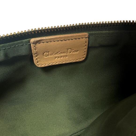 Christian Dior Mini Trotter Bag Vintage Oblique Green Shoulder Purse CD Gold Tan - Picture 5 of 12